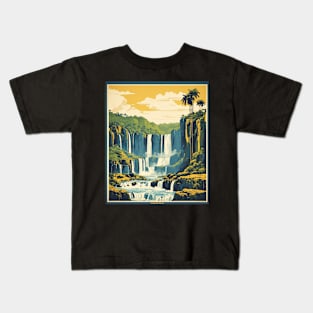 Iguazu Falls Parana Brazil Vintage Tourism Travel Poster Kids T-Shirt